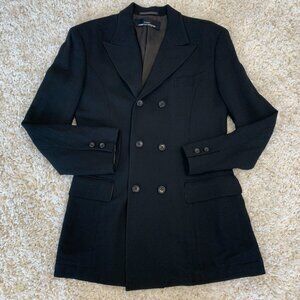 Vintage Tricot Comme des Garcons Womens Black Wool Double Breasted Blazer ~1989